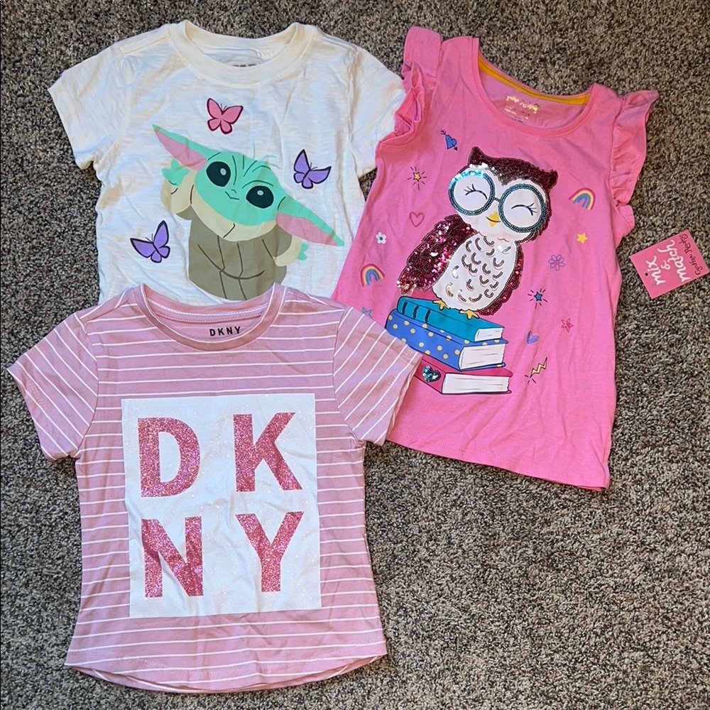 DKNY Pink Short Sleeve Tee with Graphic Design